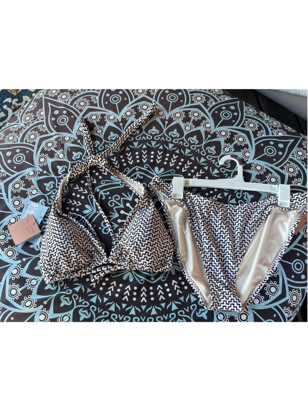 Women's Shade & Shore Bikini Set XL Black White Geometric Print